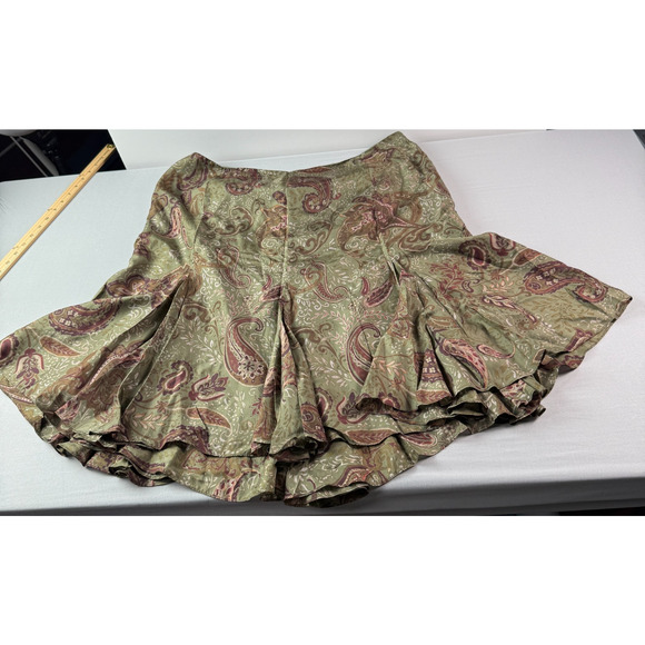 Vintage Ralph Lauren Silk Flounce Tulip Hem Paisley Lined Zipper Skirt Plus 18W - Picture 14 of 16